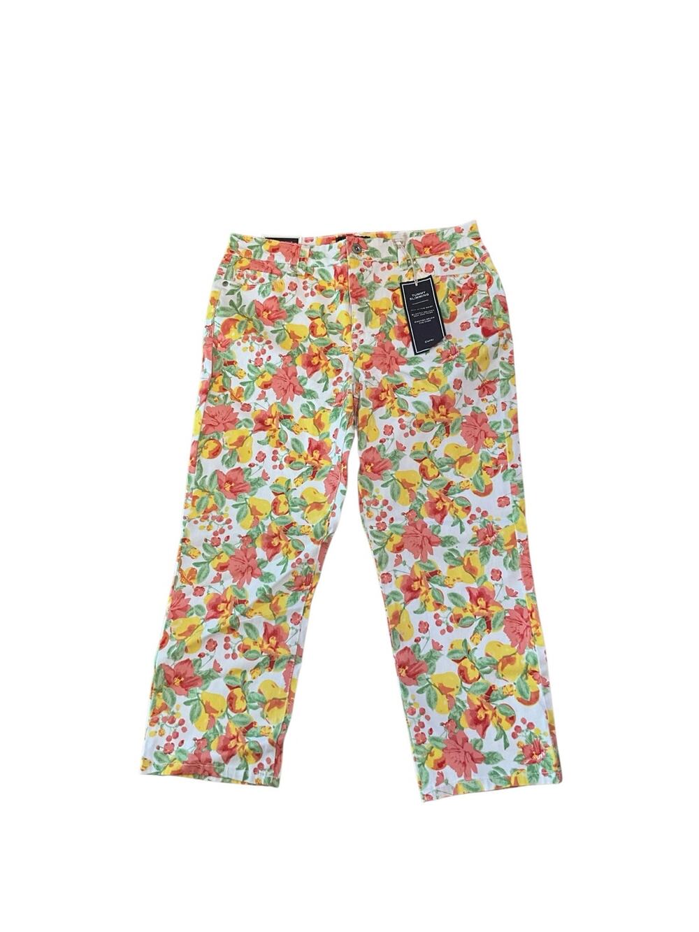 Charter‎ Club Capri Jeans Womens 8 Multi Floral Classic Fit Stretch High Waisted